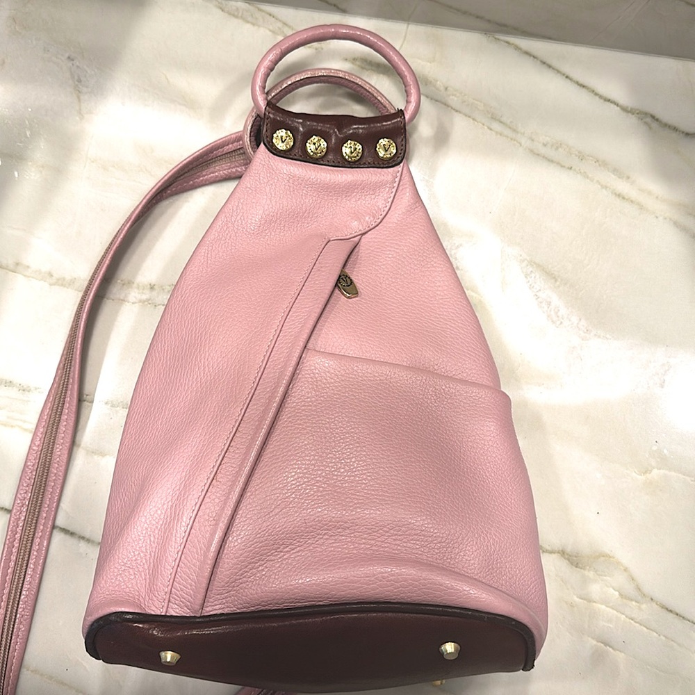 Valentina Italian leather convertible bucket bag backpack
